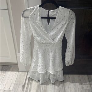 Japna White Dress with Black Polka Dots and Tie/belt included(Ships from OR)